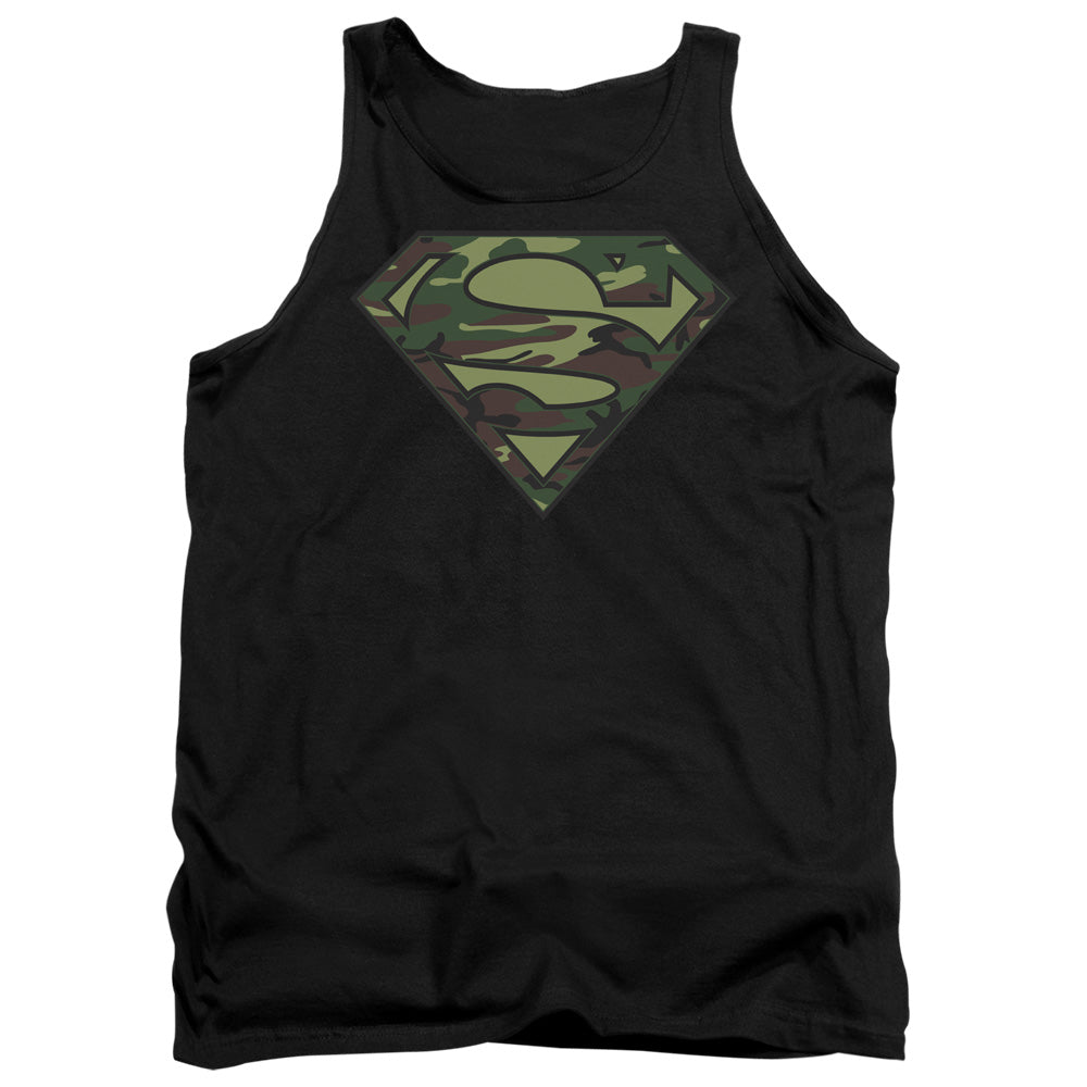 Superman - Camo Logo - Adult Tank - Black