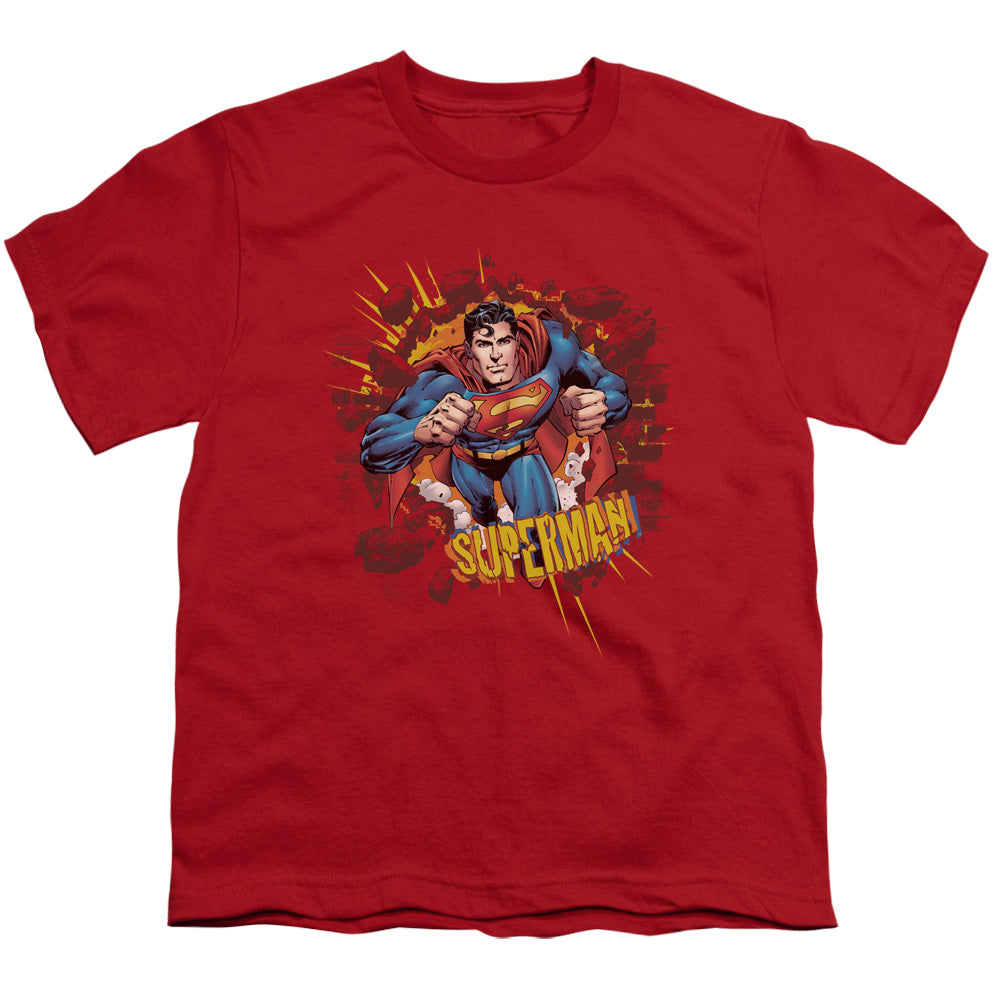 Superman - Sorry About The Wall - Short Sleeve Youth 18/1 - Red T-shirt