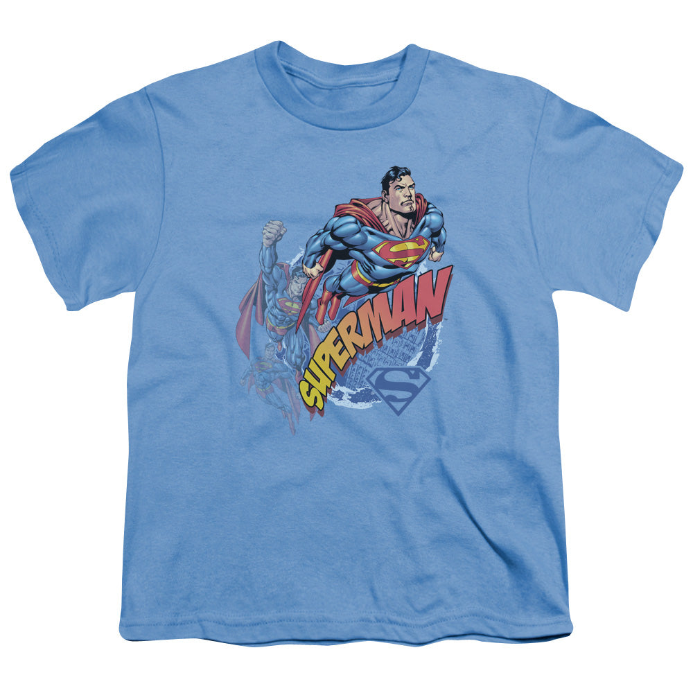 Superman - Up Up And Away - Short Sleeve Youth 18/1 - Carolina Blue T-shirt