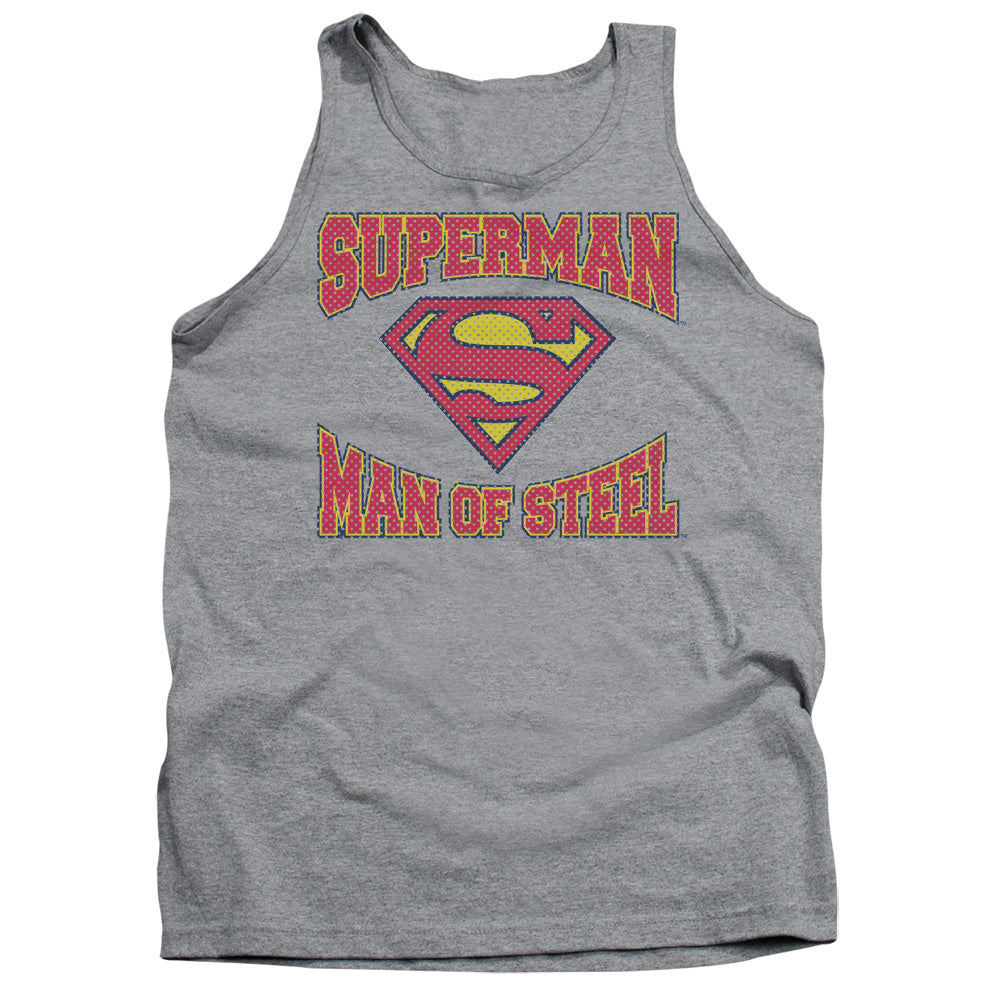 Superman - Man Of Steel Jersey - Adult Tank - Athletic Heather