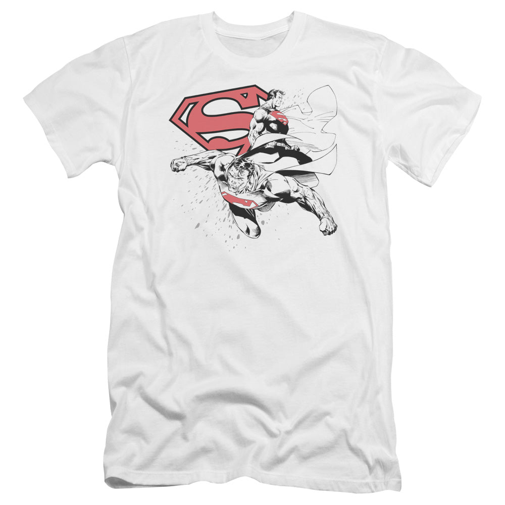 Superman - Double The Power-premuim Canvas Adult Slim Fit 30/1 - White