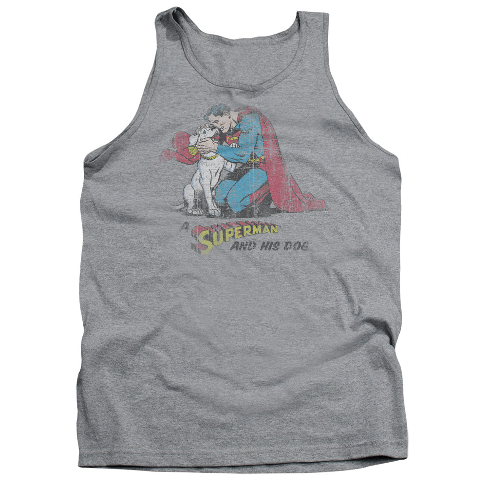 Superman And His Dog - Adult Tank - Athletic Heather