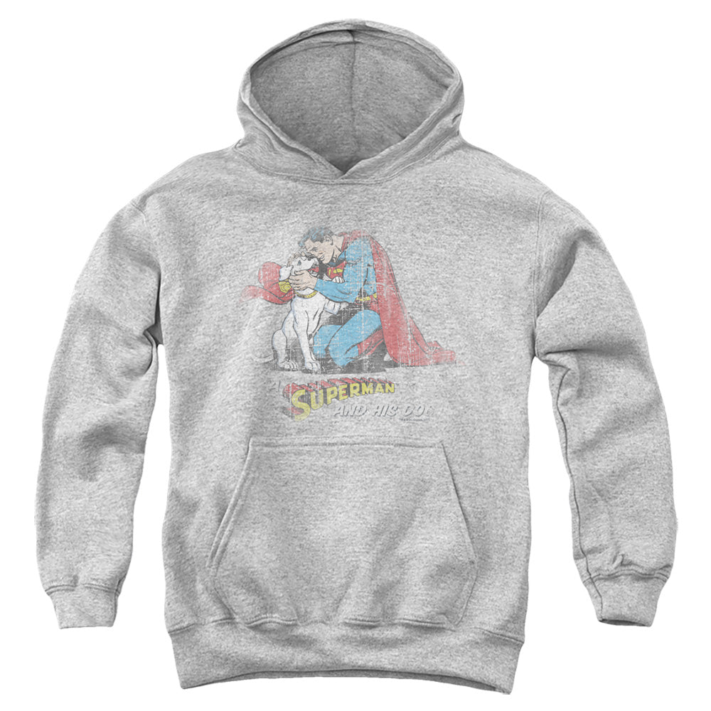 Superman - And His Dog - Youth Pull-over Hoodie - Heather