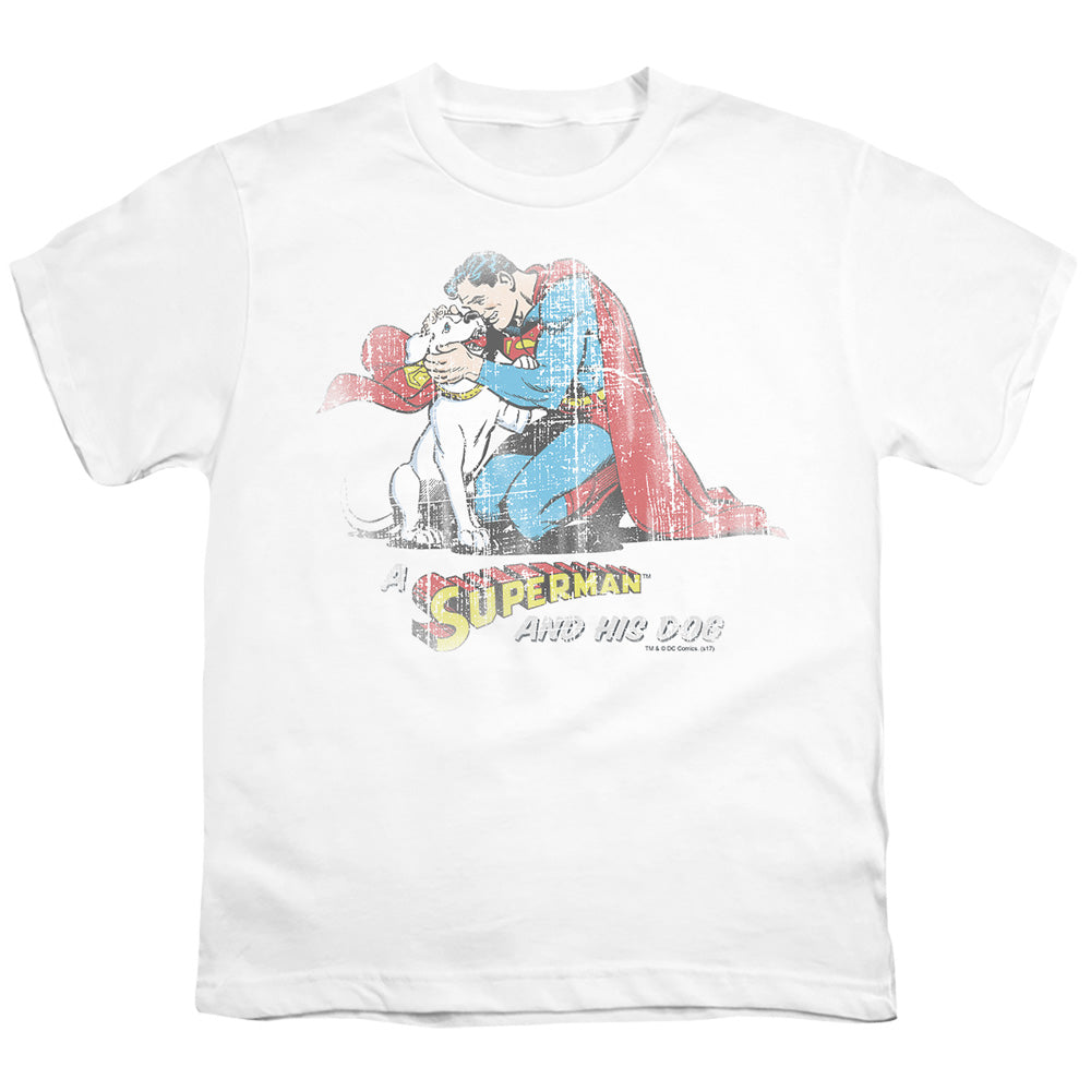 Superman - And His Dog - Short Sleeve Youth 18/1 - Athletic Heather T-shirt