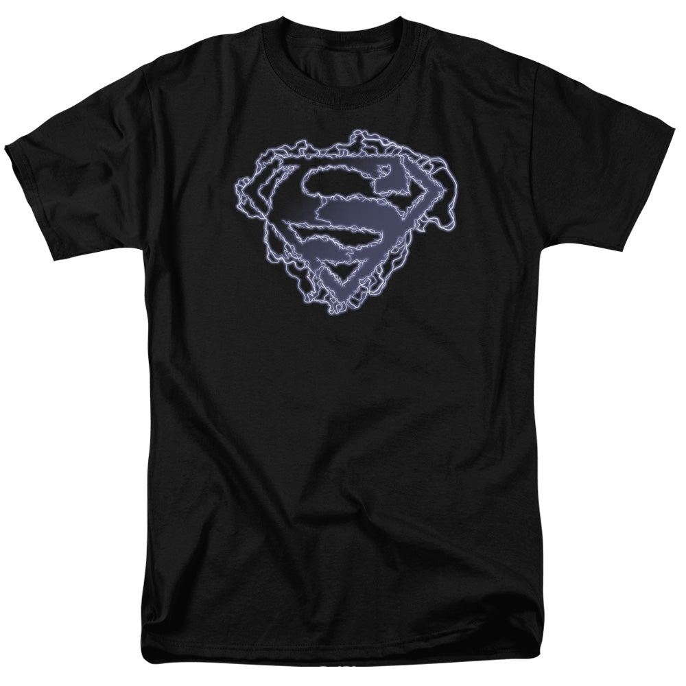 Superman - Electric Supes Shield - Short Sleeve Adult 18/1 - Black T-shirt