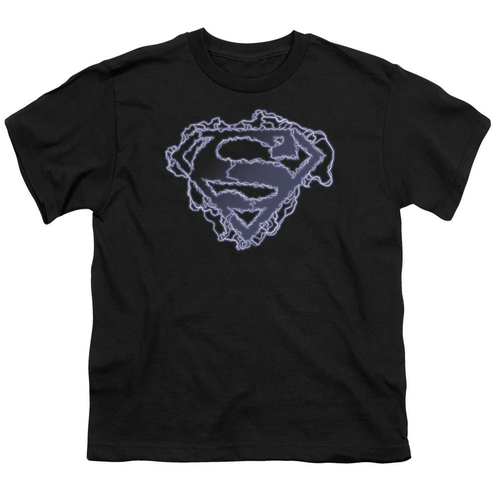 SUPERMAN ELECTRIC SUPES SHIELD - S/S YOUTH 18/1 - BLACK T-Shirt