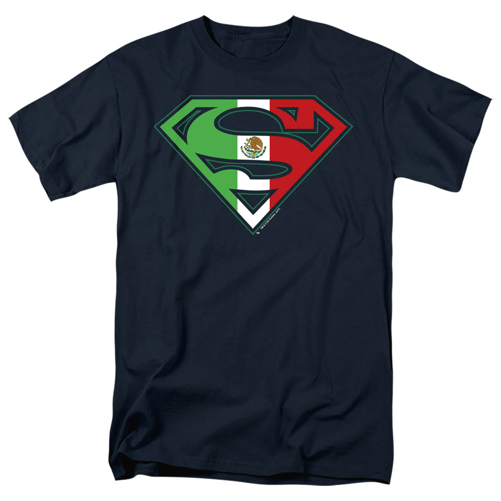 Superman - Mexican Shield - Short Sleeve Adult 18/1 - Navy T-shirt
