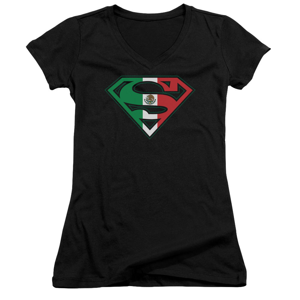 Superman - Mexican Flag Shield-junior V-neck - Black