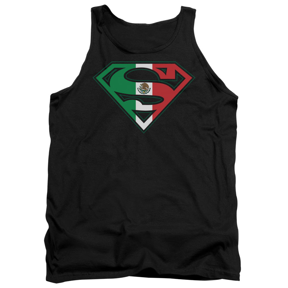 Superman - Mexican Flag Shield - Adult Tank - Black