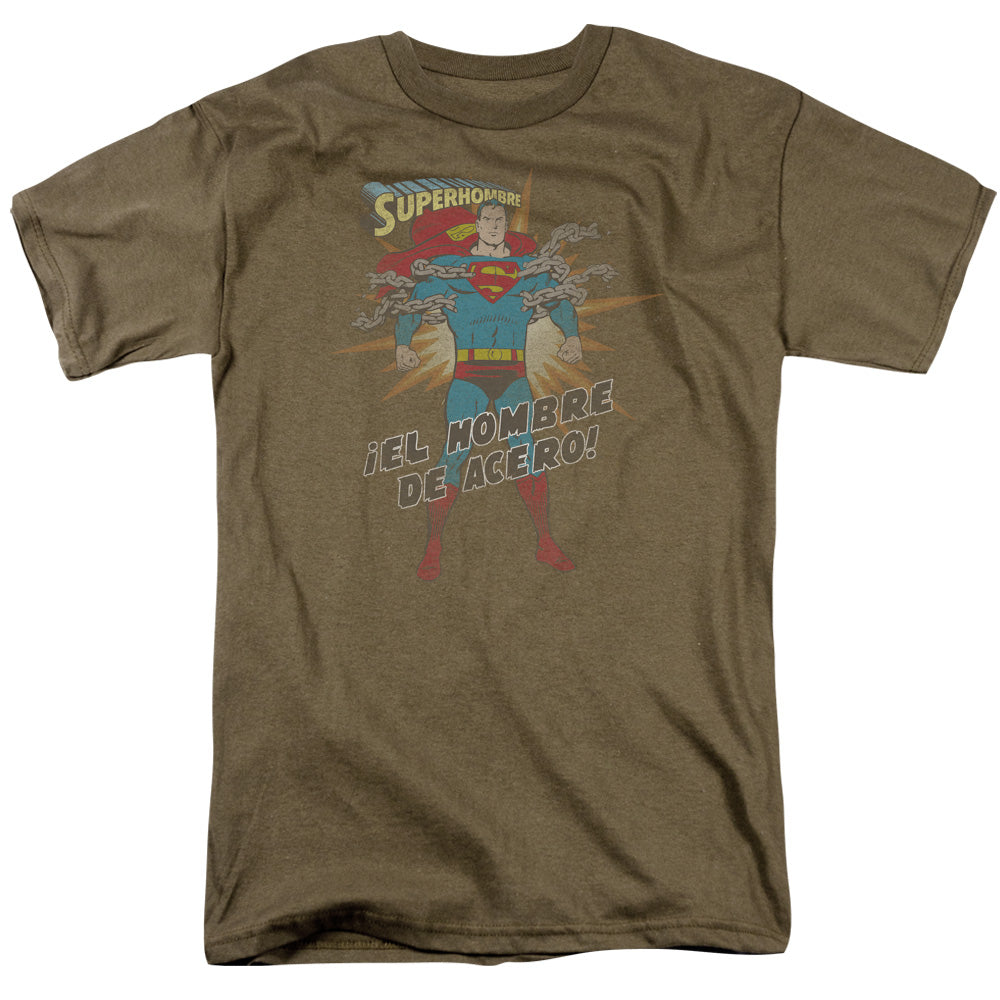 Superman - El Hombre Del Acero - Short Sleeve Adult 18/1 - Safari Green T-shirt