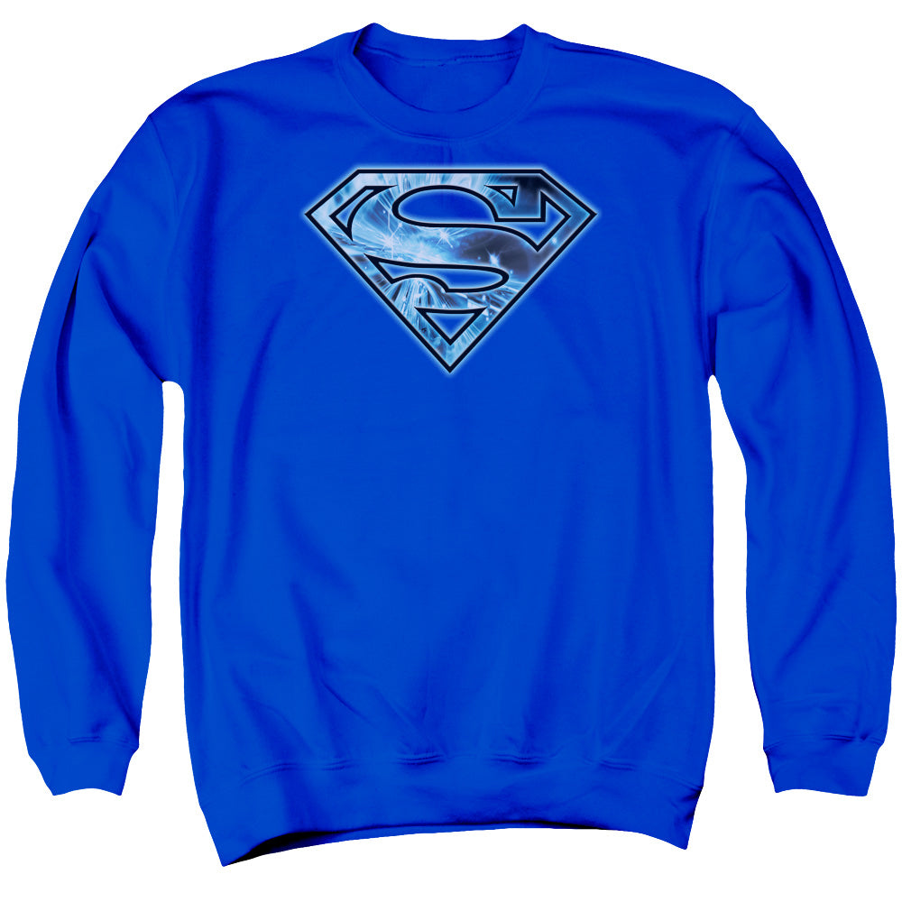 Superman - On Ice Shield - Adult Crewneck Sweatshirt - Royal Blue