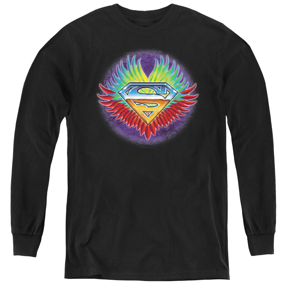 Superman Dont Stop Believing - Youth Long Sleeve Tee - Black