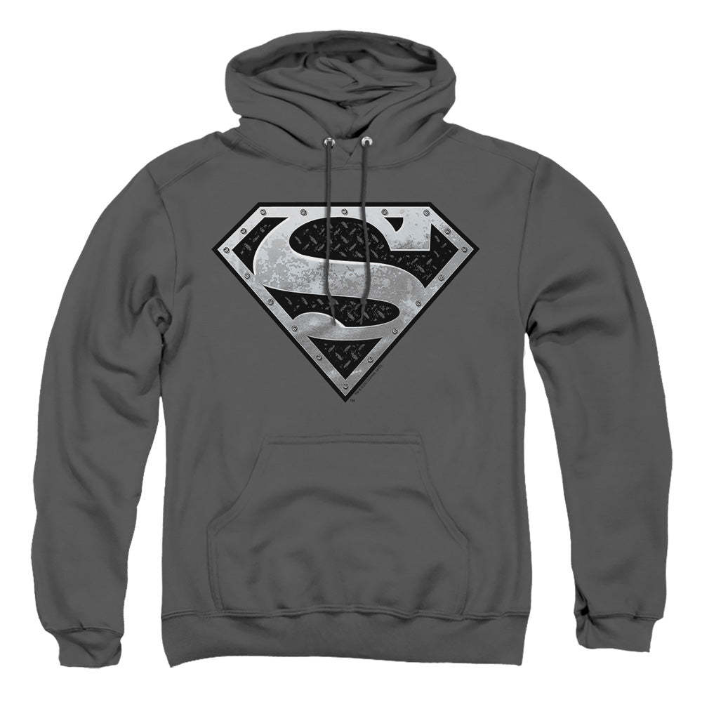 Superman - Super Metallic Shield - Adult Pull-over Hoodie - Charcoal