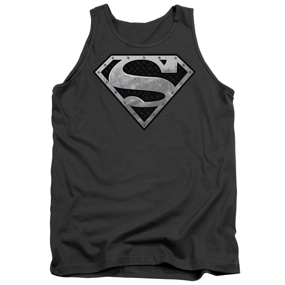 Superman - Super Metallic Shield - Adult Tank - Charcoal