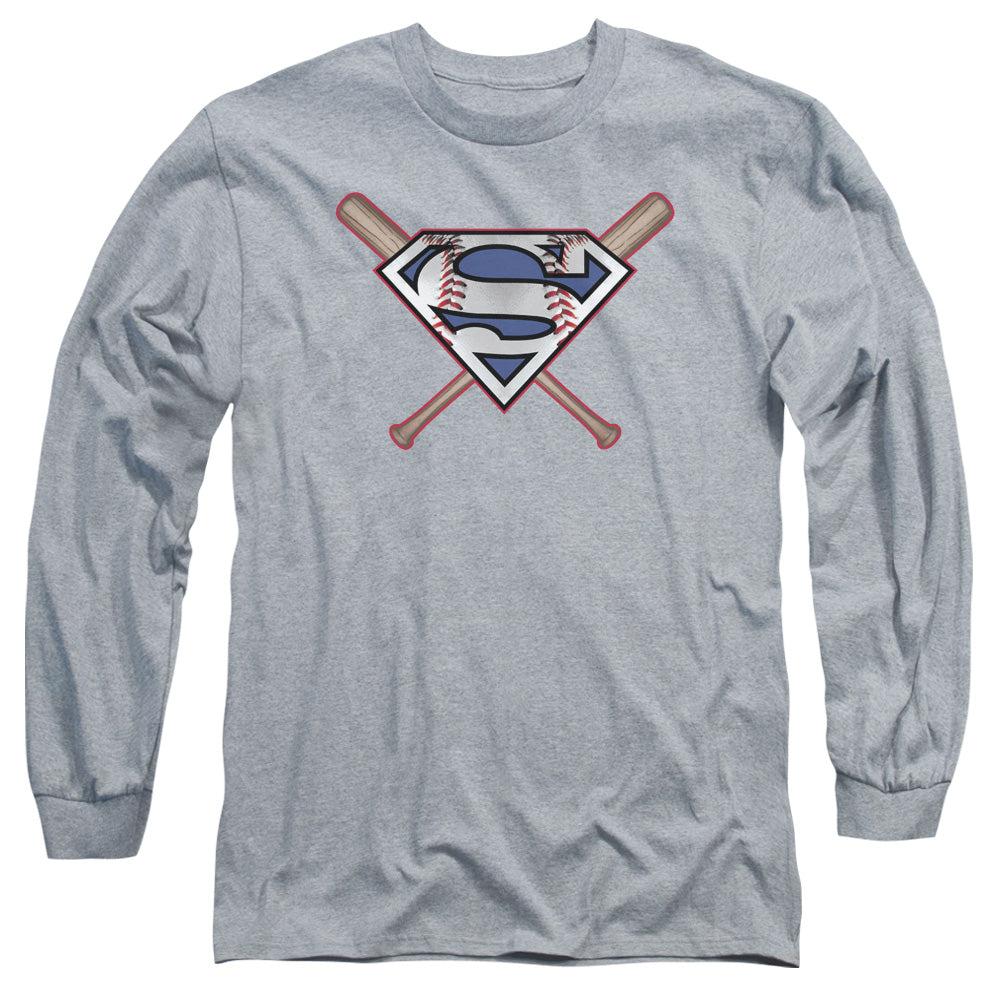 Superman - Crossed Bats - Long Sleeve Adult 18/1 - Athletic Heather T-shirt