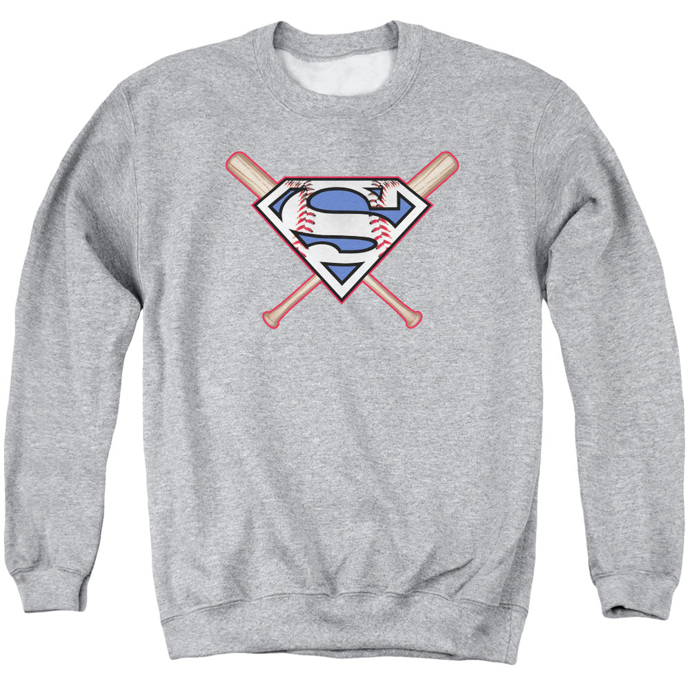 Superman - Crossed Bats - Adult Crewneck Sweatshirt - Athletic Heather