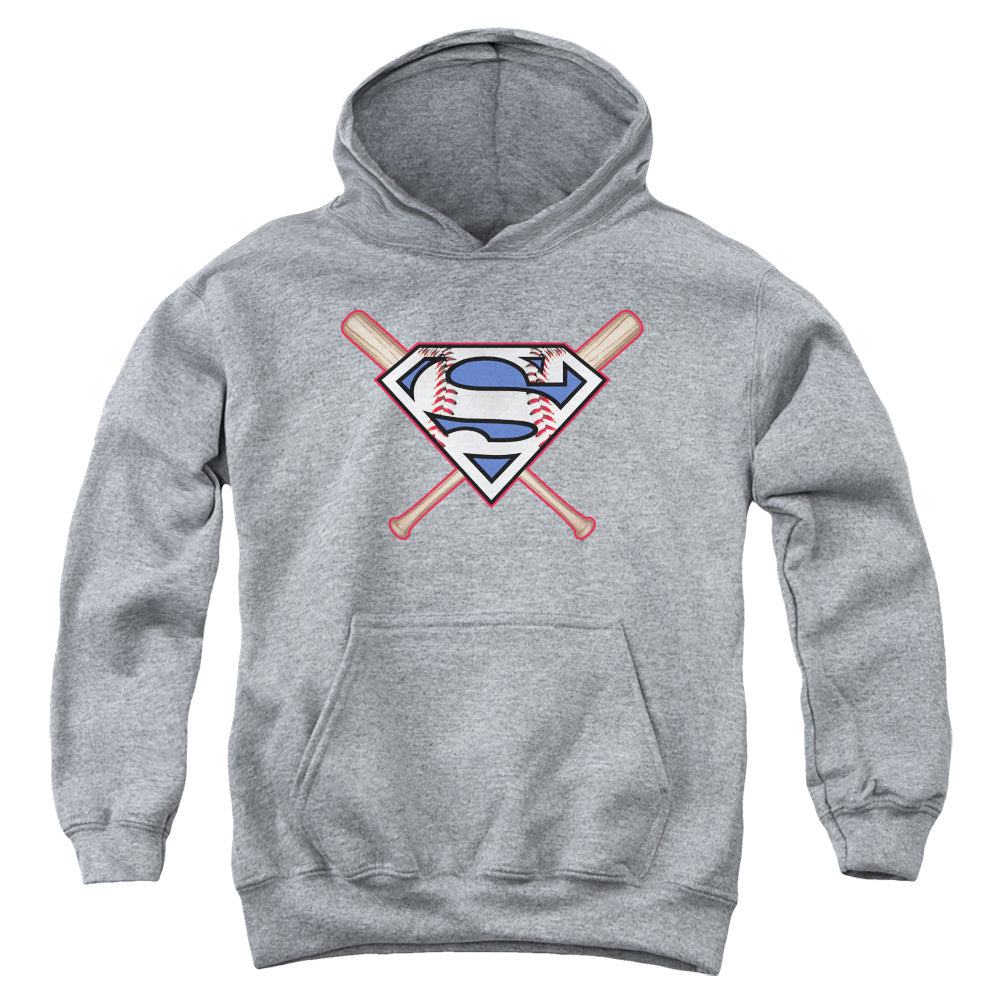 Superman Crossed Bats-youth Pull-over Hoodie - Heather