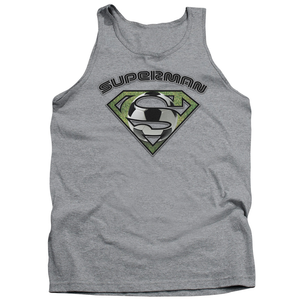 Superman - Soccer Shield - Adult Tank - Athletic Heather