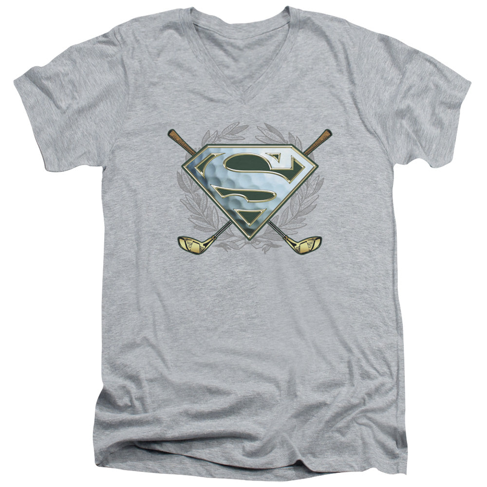 Superman - Fore! - Short Sleeve Adult V-neck - Athletic Heather T-shirt