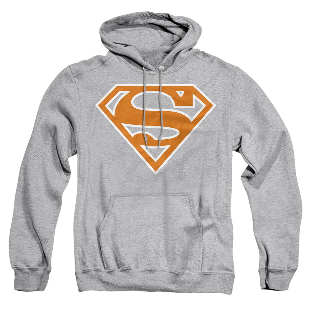 Superman - Burnt Orange&white Shield - Adult Pull-over Hoodie - Athletic Heather