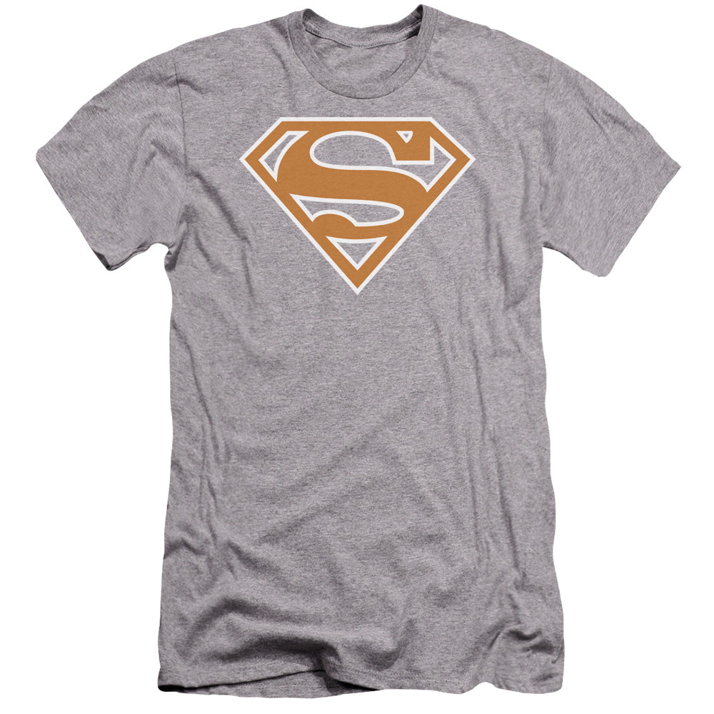 Superman - Burnt Orange&white Shield-premuim Canvas Adult Slim Fit 30/1 - Athletic Heather