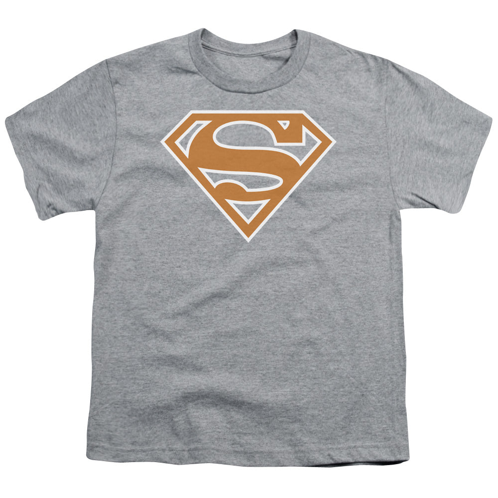 Superman - Burnt Orange&white Shield - Short Sleeve Youth 18/1 - Athletic Heather T-shirt
