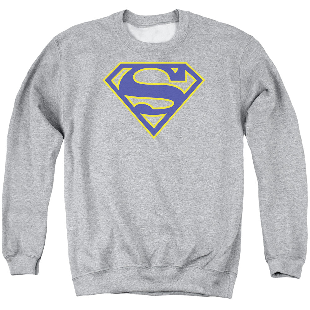 Superman - Maize & Blue Shield - Adult Crewneck Sweatshirt - Athletic Heather