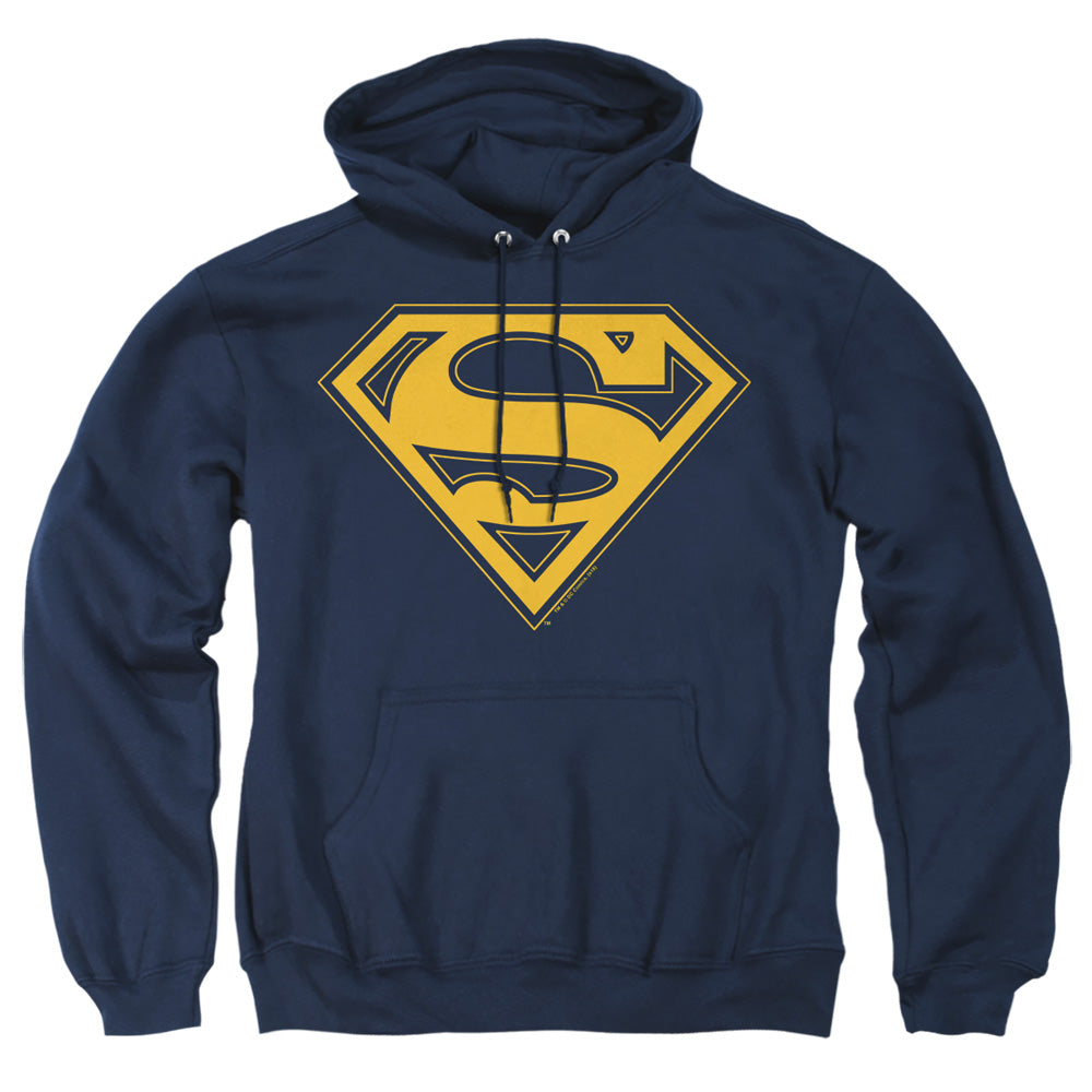 Superman - Maize & Blue Shield - Adult Pull-over Hoodie - Navy