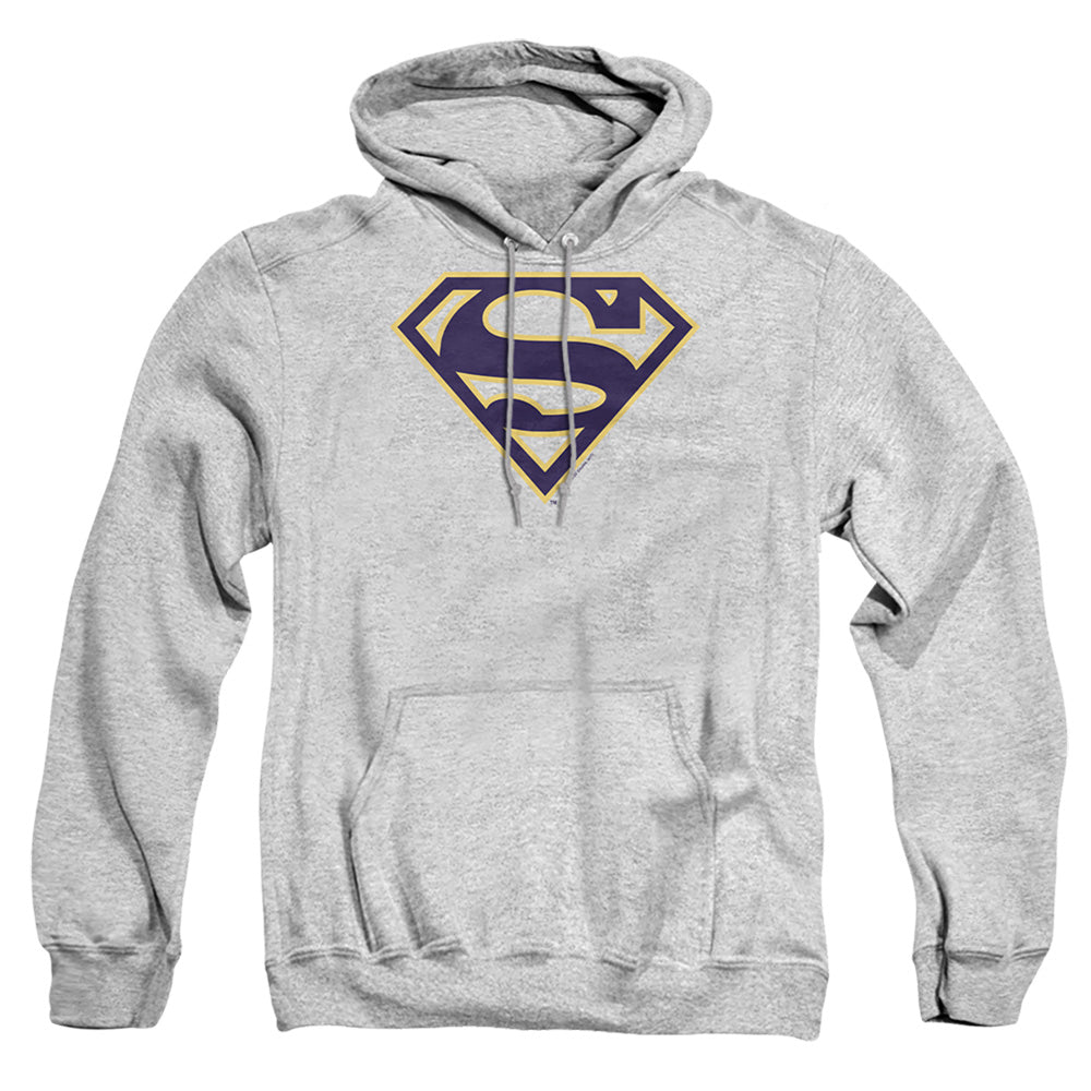 Superman - Navy & Gold Shield - Adult Pull-over Hoodie - Athletic Heather