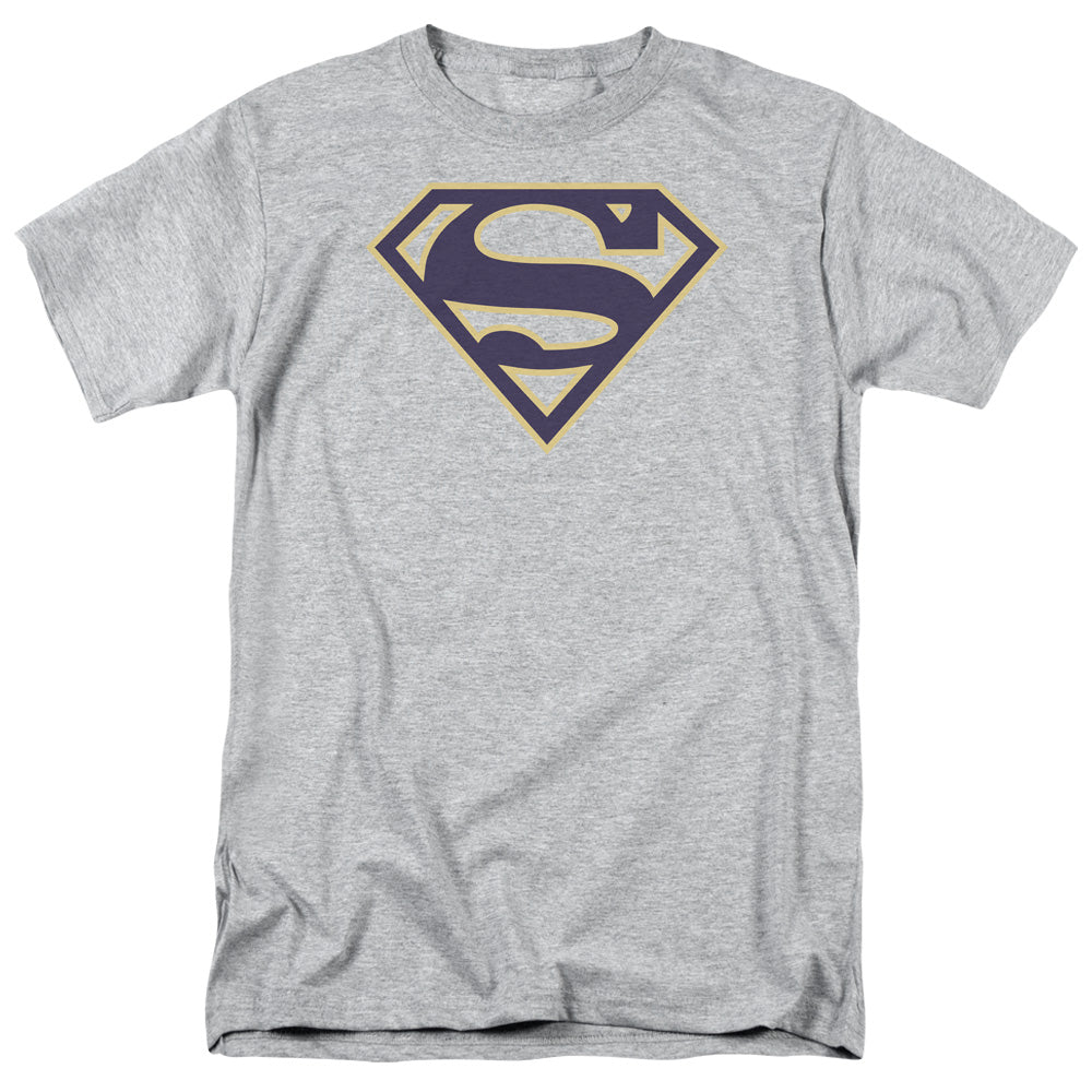 Superman - Navy & Gold Shield - Short Sleeve Adult 18/1 - Athletic Heather T-shirt