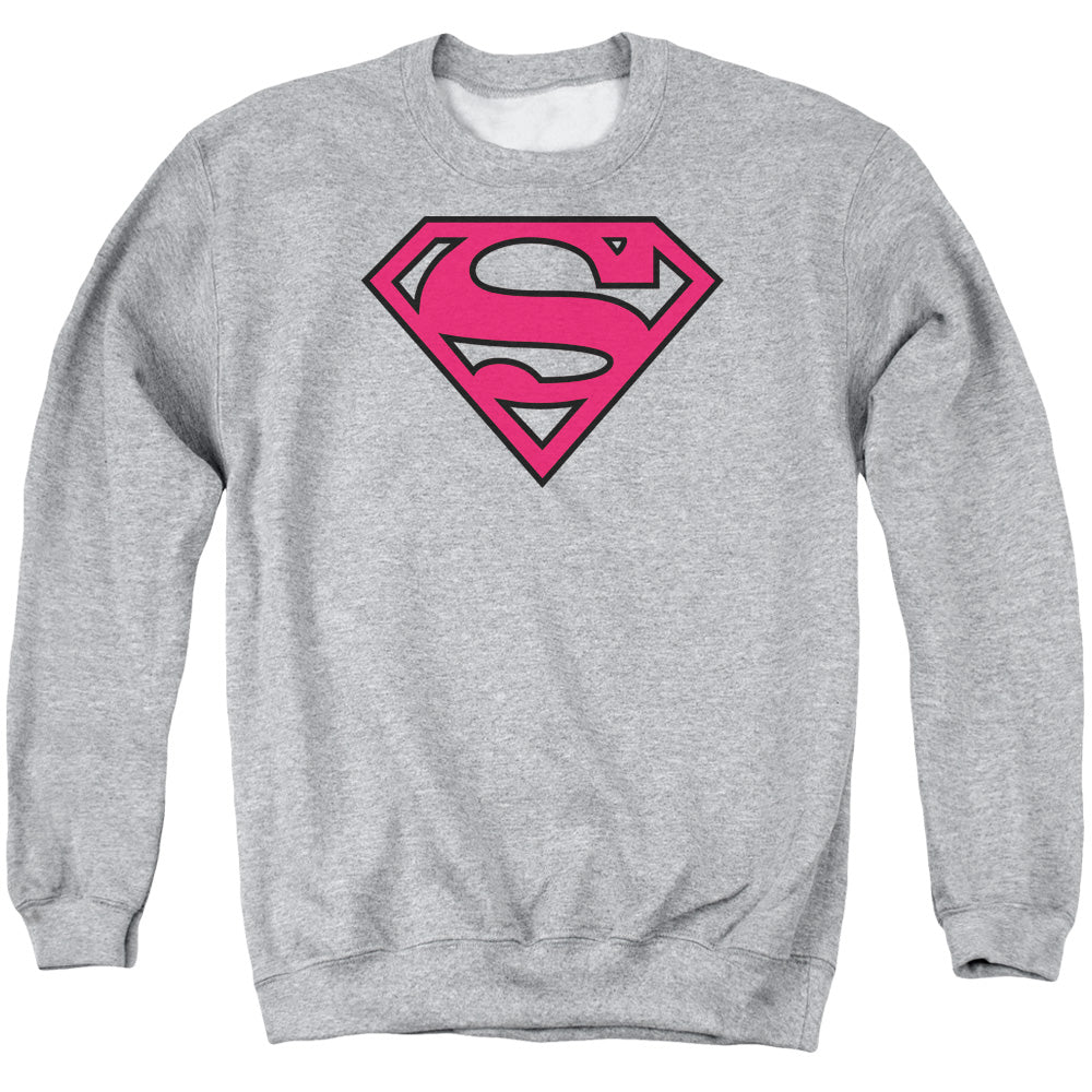 Superman - Red & Black Shield - Adult Crewneck Sweatshirt - Athletic Heather