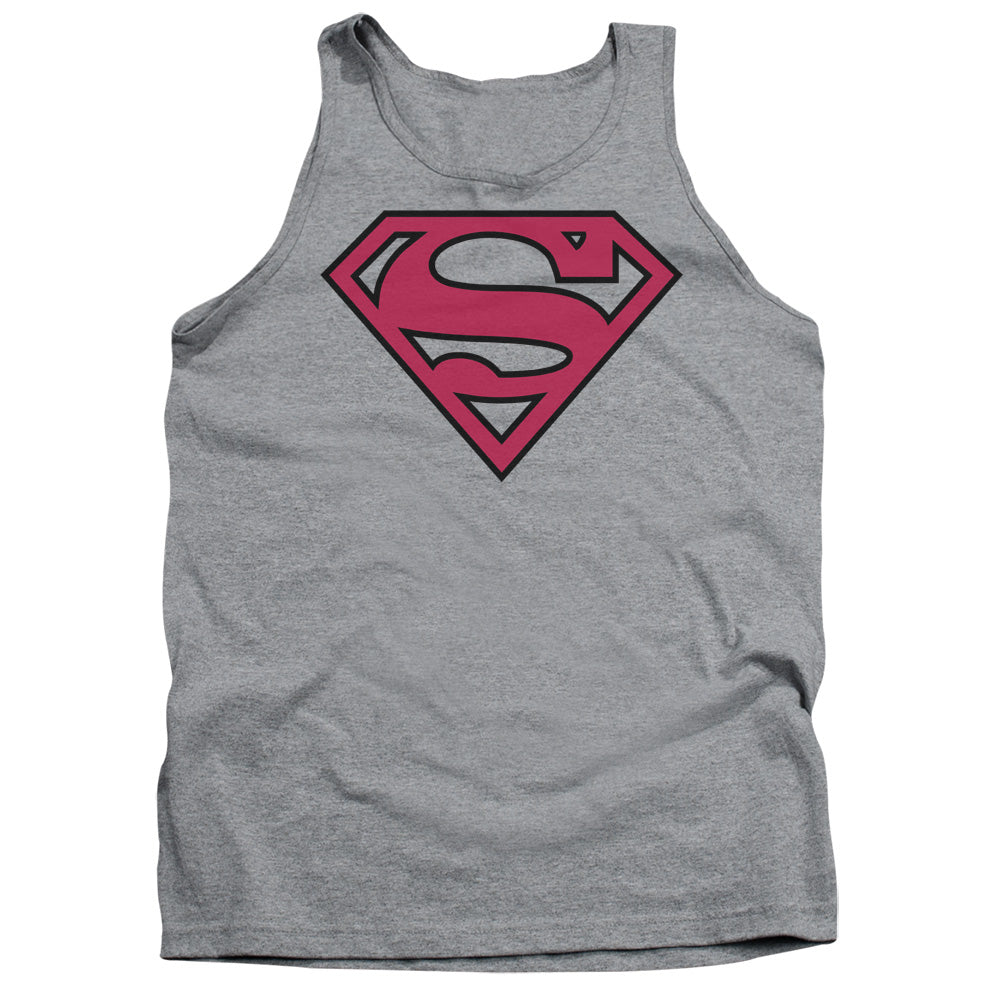 Superman - Red & Black Shield - Adult Tank - Athletic Heather