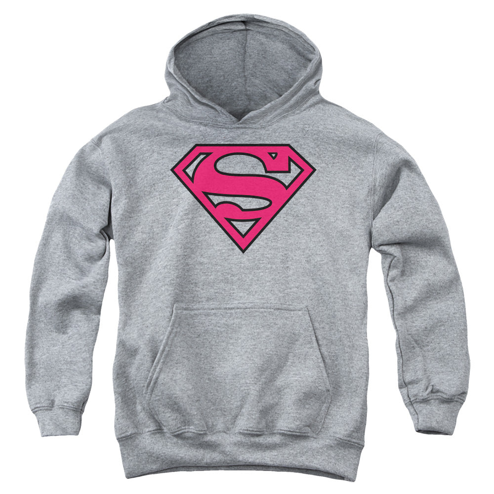 Superman - Red & Black Shield - Youth Pull-over Hoodie - Heather