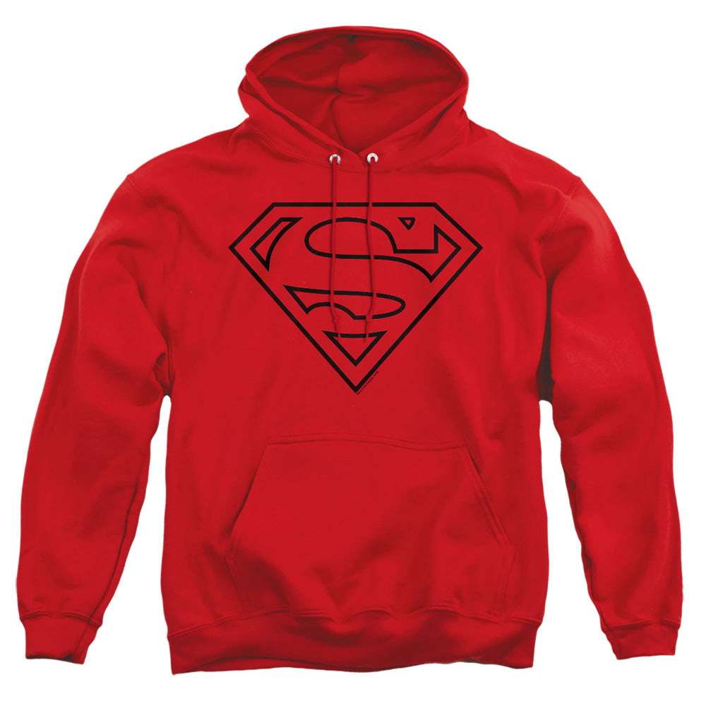 Superman - Red & Black Shield - Adult Pull-over Hoodie - Red