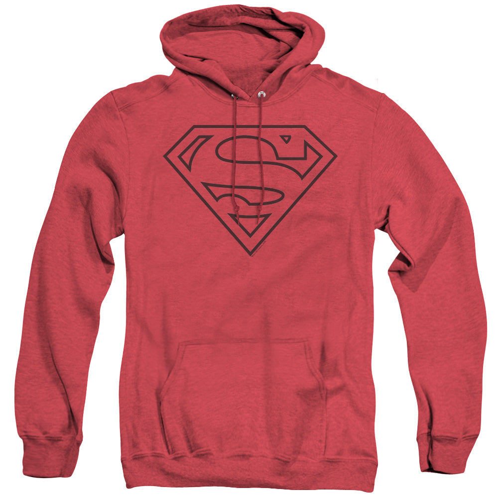 Superman - Red & Black Shield - Adult Heather Hoodie - Red