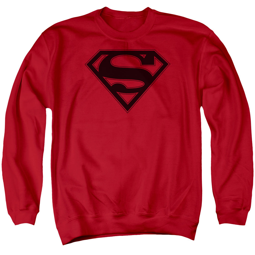 Superman - Red & Black Shield - Adult Crewneck Sweatshirt - Red