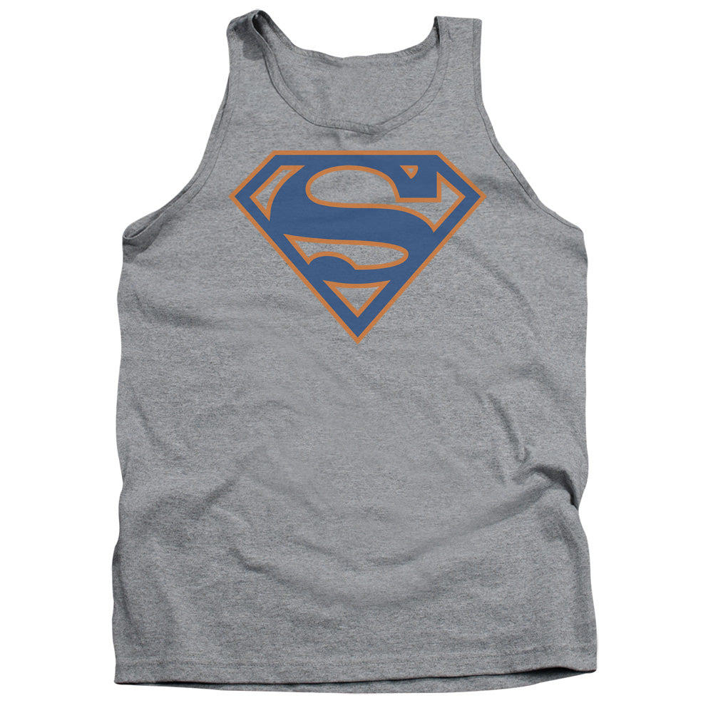 Superman - Blue & Orange Shield - Adult Tank - Athletic Heather