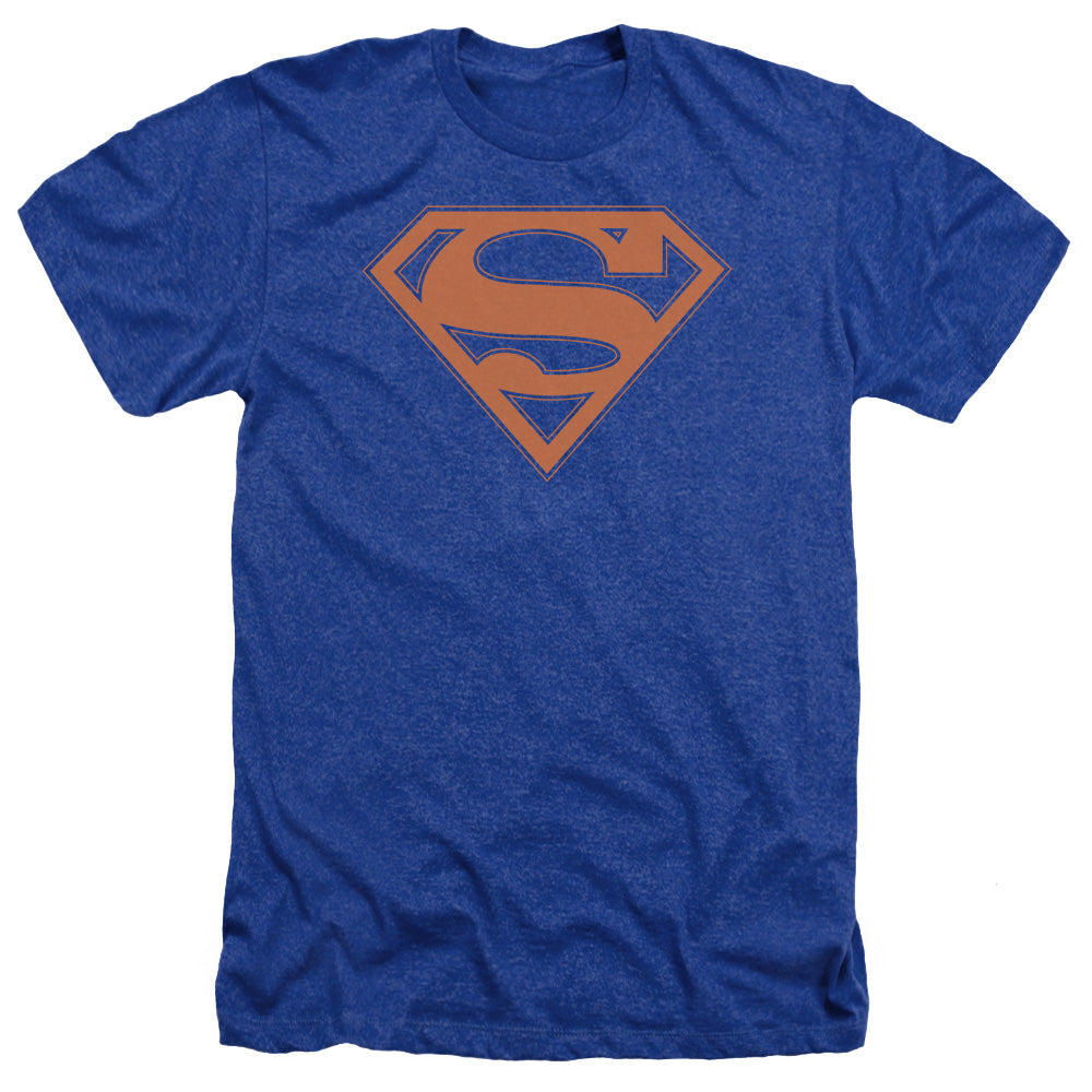 Superman - Blue & Orange Shield - Adult Heather - Royal Blue