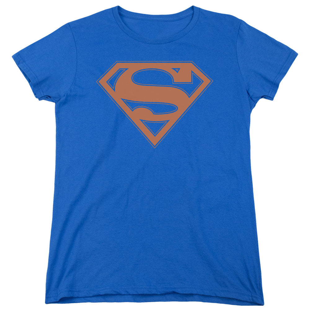 Superman - Blue & Orange Shield - Short Sleeve Womens Tee - Royal Blue T-shirt