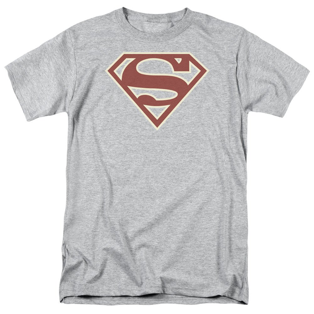 Superman - Crimson & Cream Shield - Short Sleeve Adult 18/1 - Athletic Heather T-shirt