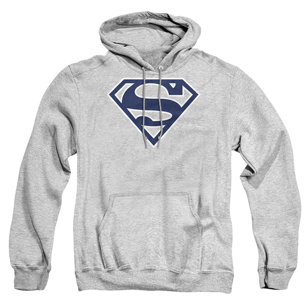 Superman - Navy & White Shield - Adult Pull-over Hoodie - Athletic Heather