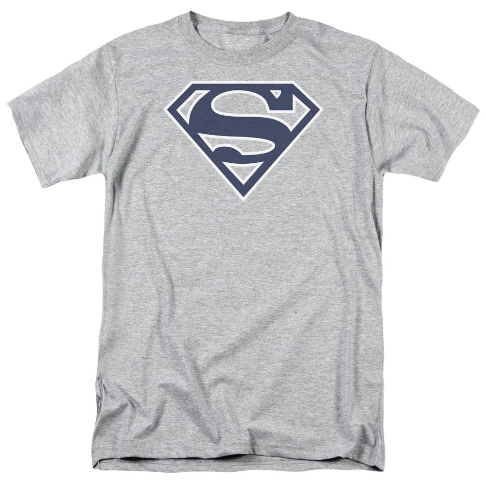 Superman - Navy & White Shield - Short Sleeve Adult 18/1 - Athletic Heather T-shirt