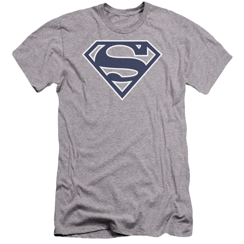 Superman - Navy & White Shield-premuim Canvas Adult Slim Fit 30/1 - Athletic Heather