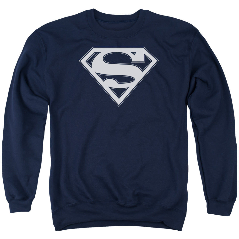 Superman - Navy & White Shield - Adult Crewneck Sweatshirt - Navy