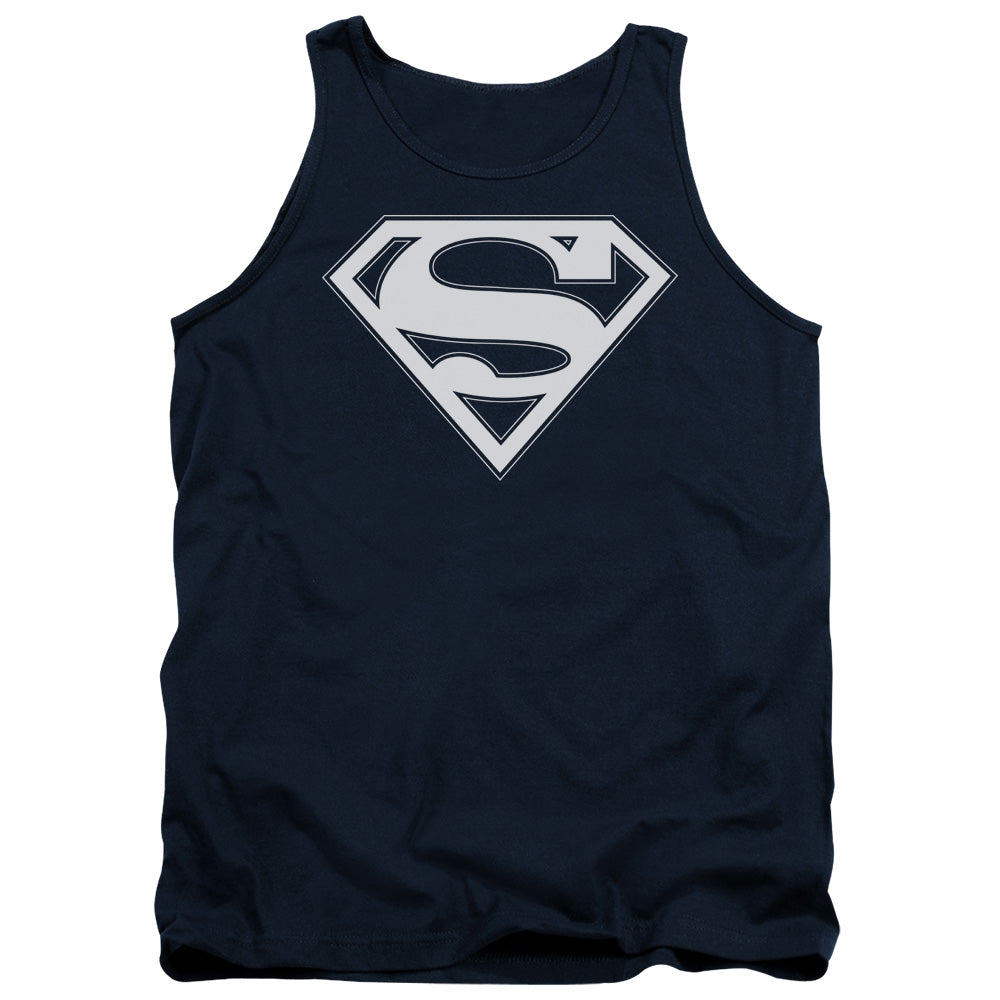 Superman - Navy & White Shield - Adult Tank - Navy