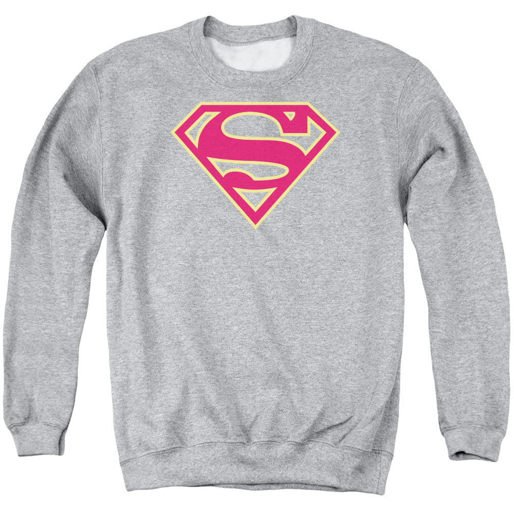 Superman - Red & Gold Shield - Adult Crewneck Sweatshirt - Athletic Heather
