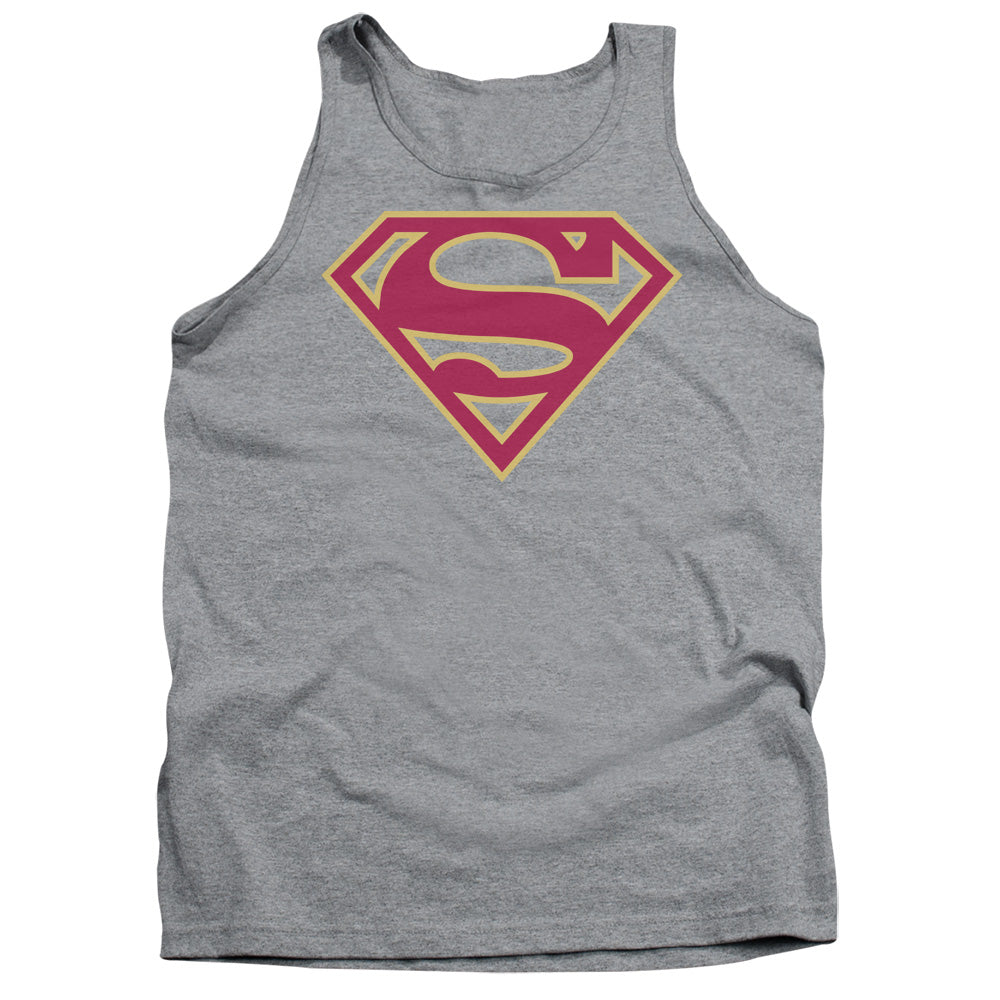 Superman - Red & Gold Shield - Adult Tank - Athletic Heather
