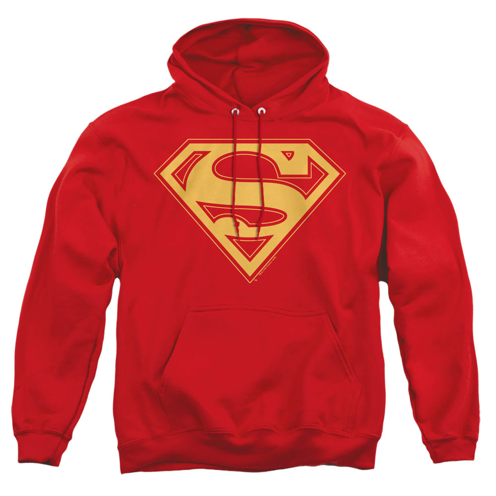 Superman - Red & Gold Shield - Adult Pull-over Hoodie - Red