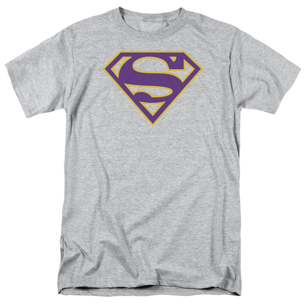 Superman - Purple & Gold Shield - Short Sleeve Adult 18/1 - Athletic Heather T-shirt