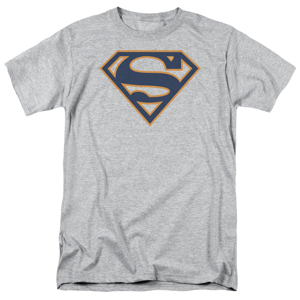 Superman - Navy & Orange Shield - Short Sleeve Adult 18/1 - Athletic Heather T-shirt